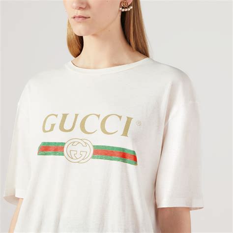 gucci white t shirt women's|women gucci slogan t shirt.